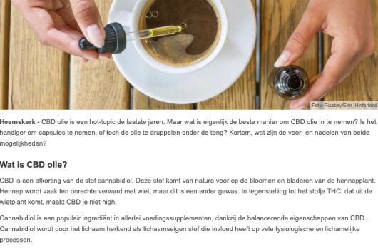 Blik op nieuws over beste manier innemen CBD olie medihemp